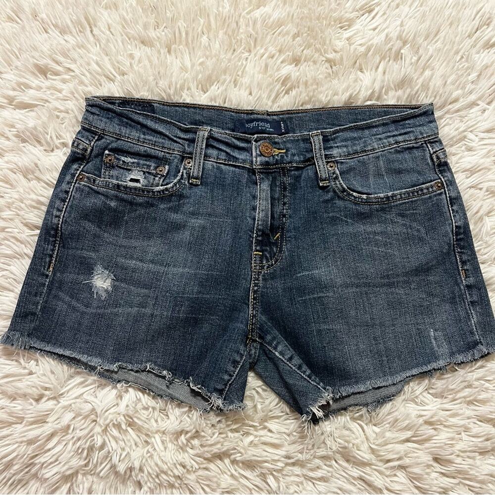 Levi's Boyfriend 513 Distressed Cut-Off Blue Jean Shorts Size 7 Medium